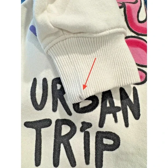 ZARA Size 9 Oversized Cream Hoodie Lovely Fun Club Urban Trip Unisex Kidcore - Picture 8 of 8